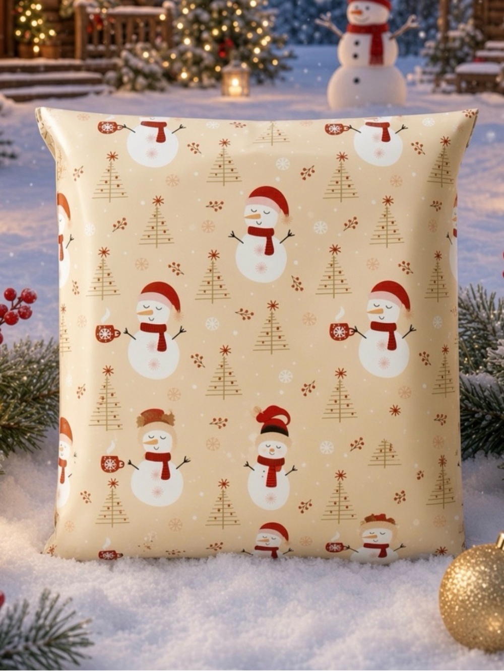 (10) 10x13 Christmas Snowman Poly Mailers